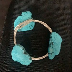 Silver bracelet with turquoise stones